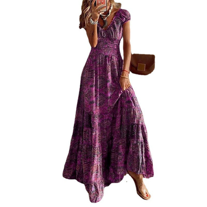 Damen Maxikleid mit verspieltem Schnitt und elastischen Details Stalluxe