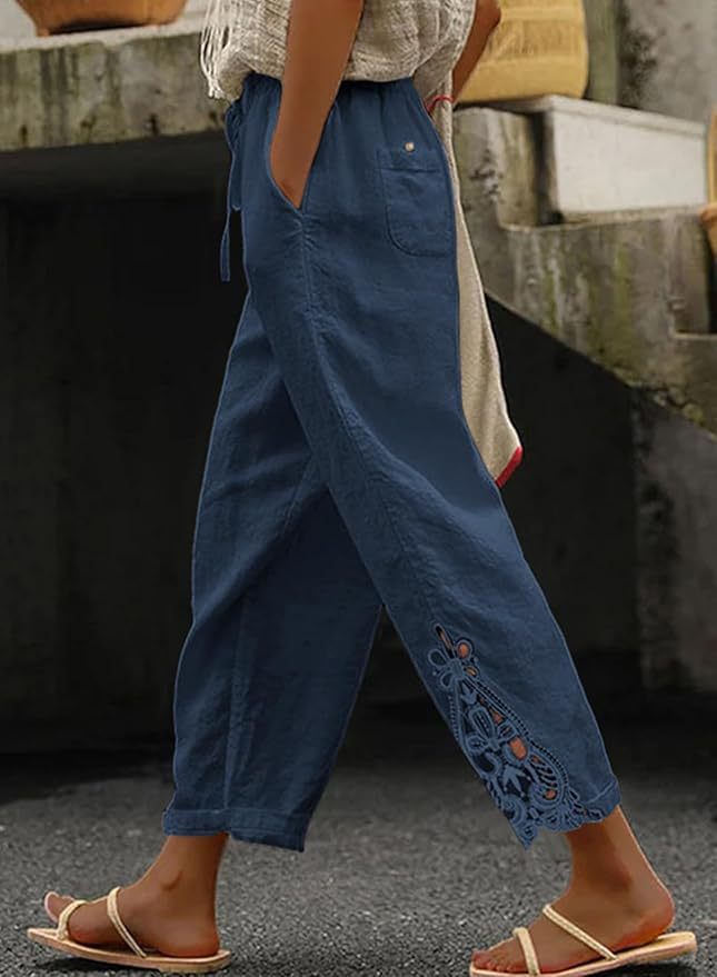 Damen Freizeithose mit aufwendigen Stickereien Stalluxe