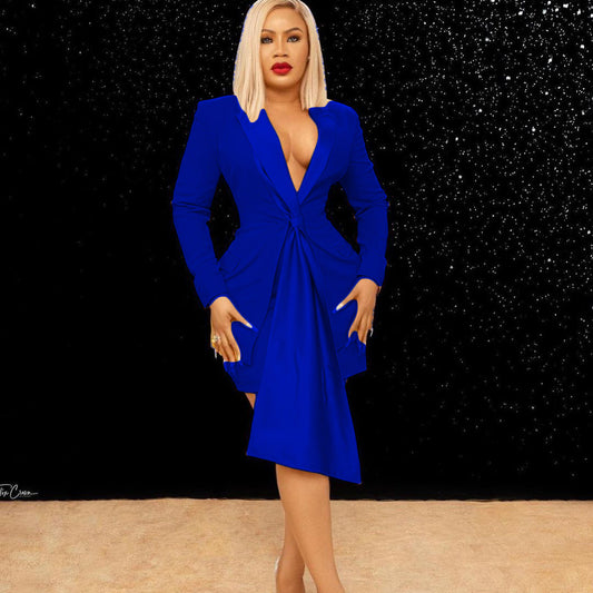 Damen Blazer mit asymmetrischem Saum und elegantem Revers Stalluxe