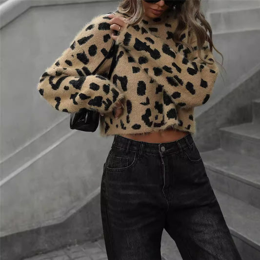 Damen Kuscheliger Leoparden-Pullover Stalluxe