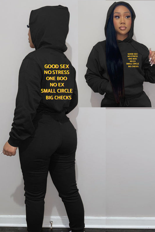 Damen Hoodie- und Jogginghose-Set mit motivierendem Schriftzug und lässigem Schnitt Stalluxe