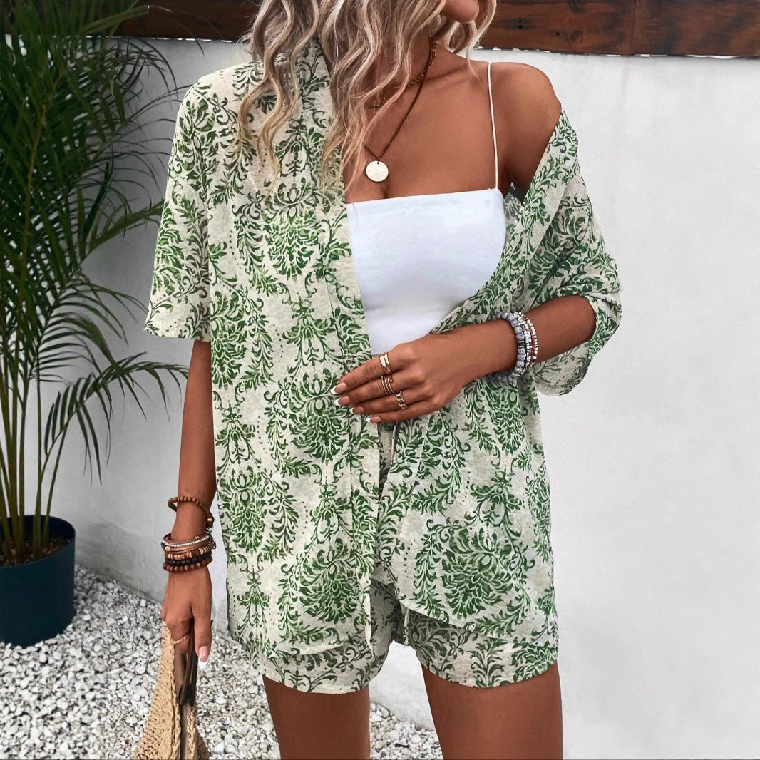 Damen lässiges Sommer-Outfit mit floralem Muster Stalluxe