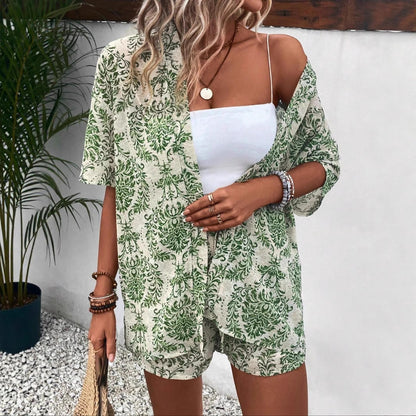 Damen lässiges Sommer-Outfit mit floralem Muster Stalluxe