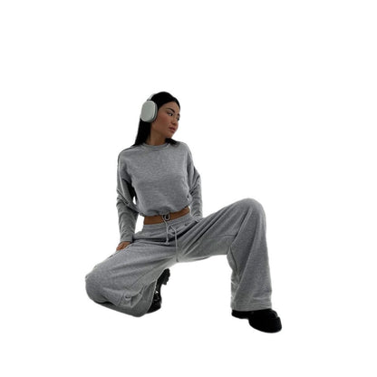 Damen cropped Sweatshirt mit verstellbarem Bund Stalluxe