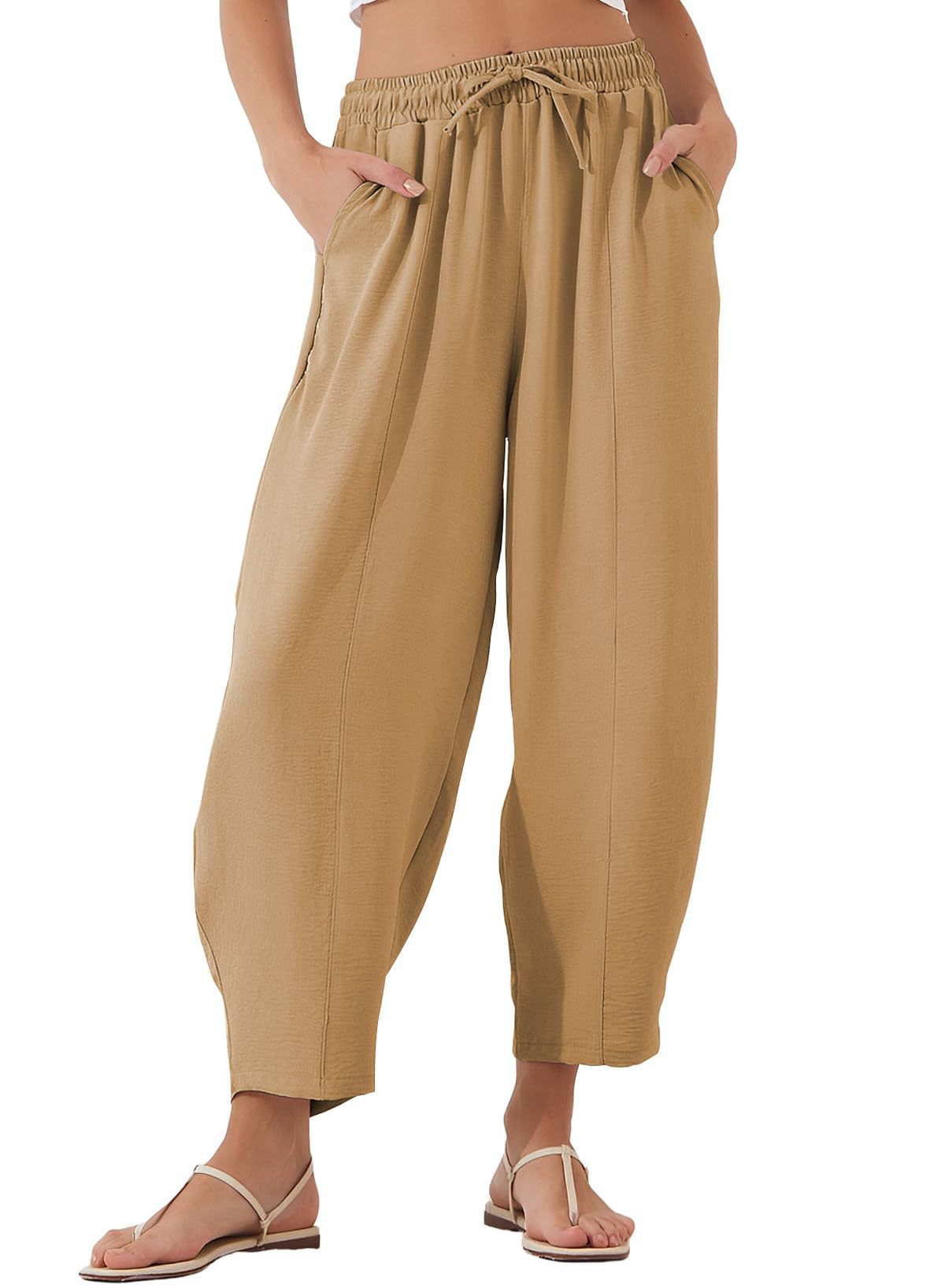 Damen Bequeme und luftige Freizeithose mit elastischem Bund und Seitentaschen Stalluxe