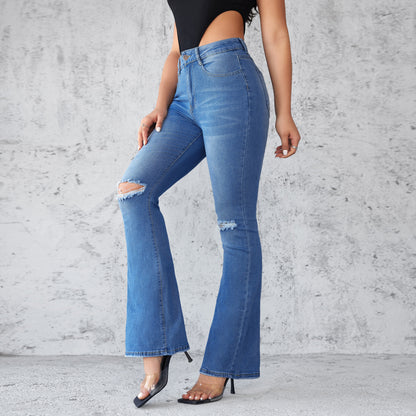 Damen Flared Jeans mit modischen Rissdetails Stalluxe
