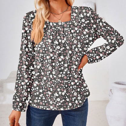 Women's Elegant Floral Print Blouse Stalluxe