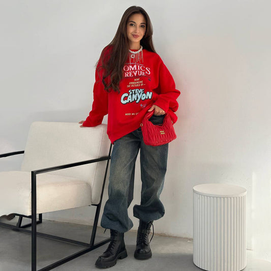 Damen Oversized Sweatshirt mit auffälligem Grafikdruck Stalluxe