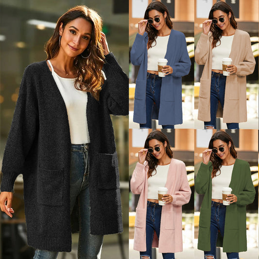 Damen Langer Strickcardigan mit weichem Griff und praktischen Taschen Stalluxe