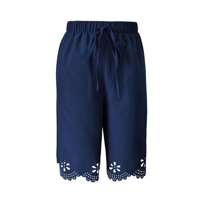 Damen Weite Culotte mit elegantem Lochmuster und elastischem Bund Stalluxe