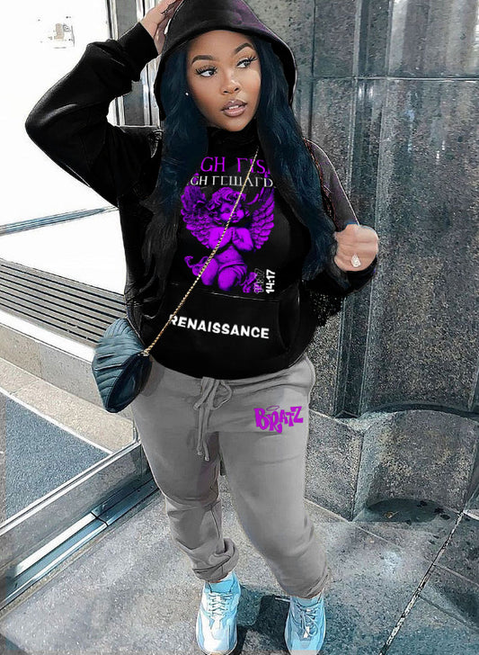 Damen Kapuzenpullover und Jogginghose Set mit einzigartigem Grafikdruck Stalluxe