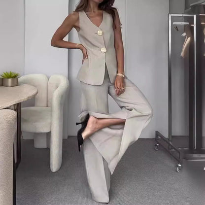 Damen Elegant geschnittenes Jumpsuit mit schmalem Oberteil und weitem Bein Stalluxe