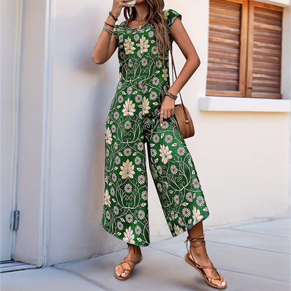 Damen Jumpsuit mit floralem Design und weitem Bein Stalluxe