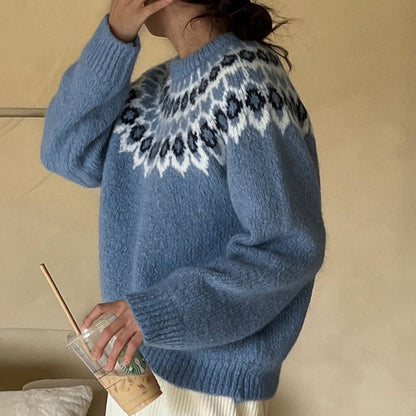 Damen Strickpullover mit traditionellem Norweger-Muster Stalluxe