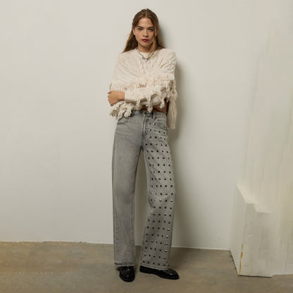 Damen Relaxed Fit Jeans mit modischen Nietenapplikationen Stalluxe