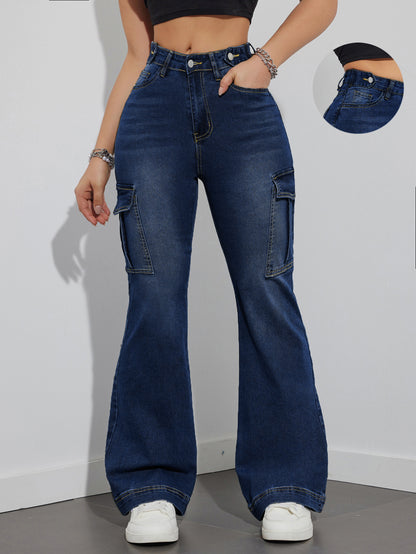 Damen Cargo-Jeans im lässigen Relaxed-Fit-Stil mit hohem Bund Stalluxe