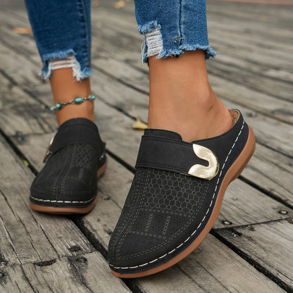 Damen Atmungsaktive Clogs mit modischen Perforationen und verstellbarem Riemen Stalluxe