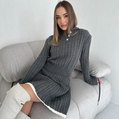Damen Strickkleid mit eleganter Knopfleiste und V-Ausschnitt Stalluxe
