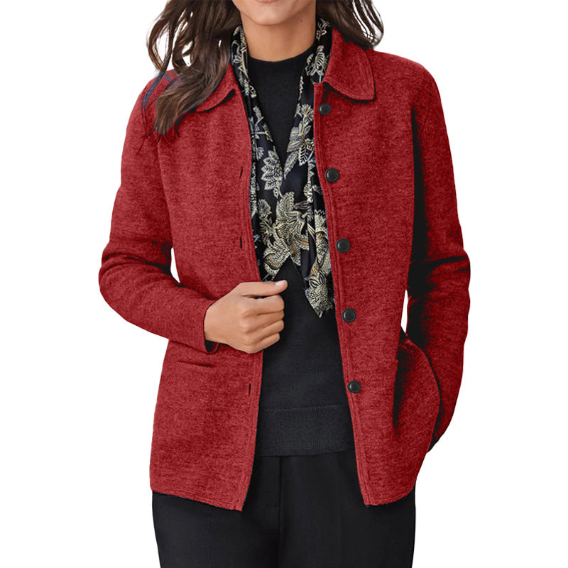 Damen elegante Manteljacke mit Knopfverschluss und praktischen Taschen Stalluxe