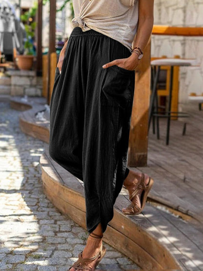 Damen bequeme und stylische Haremshose mit seitlichen Taschen Stalluxe