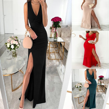 Damen elegantes Abendkleid mit hohem Schlitz Stalluxe