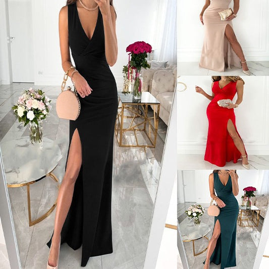 Damen elegantes Abendkleid mit hohem Schlitz Stalluxe