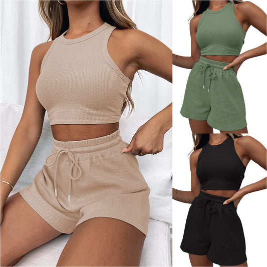 Damen sportliches Crop-Top und lässige Shorts Set Stalluxe