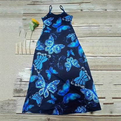 Damen Maxikleid mit schimmerndem Schmetterlingsdesign und praktischen Taschen Stalluxe
