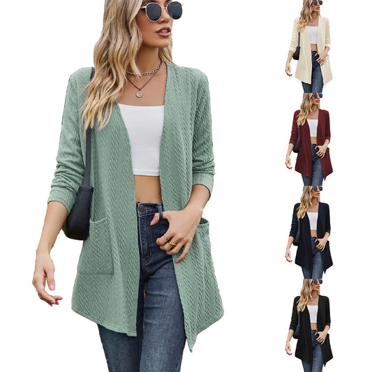 Damen Strickjacke mit offener Front und eingearbeiteten Taschen Stalluxe