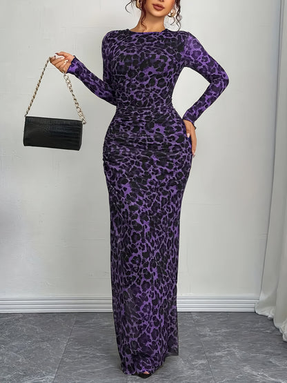 Damen Maxikleid mit Leo-Muster und figurformendem Schnitt Stalluxe