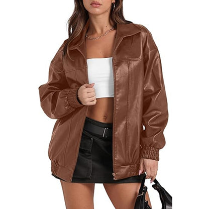 Damen lässige Oversized-Jacke mit elastischen Bündchen und modernem Schnitt Stalluxe