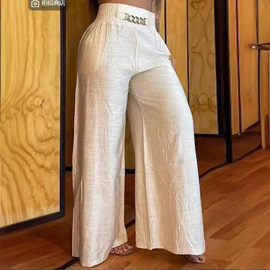 Damen weite Hosen mit elastischem Bund und stylischen Fransen Stalluxe