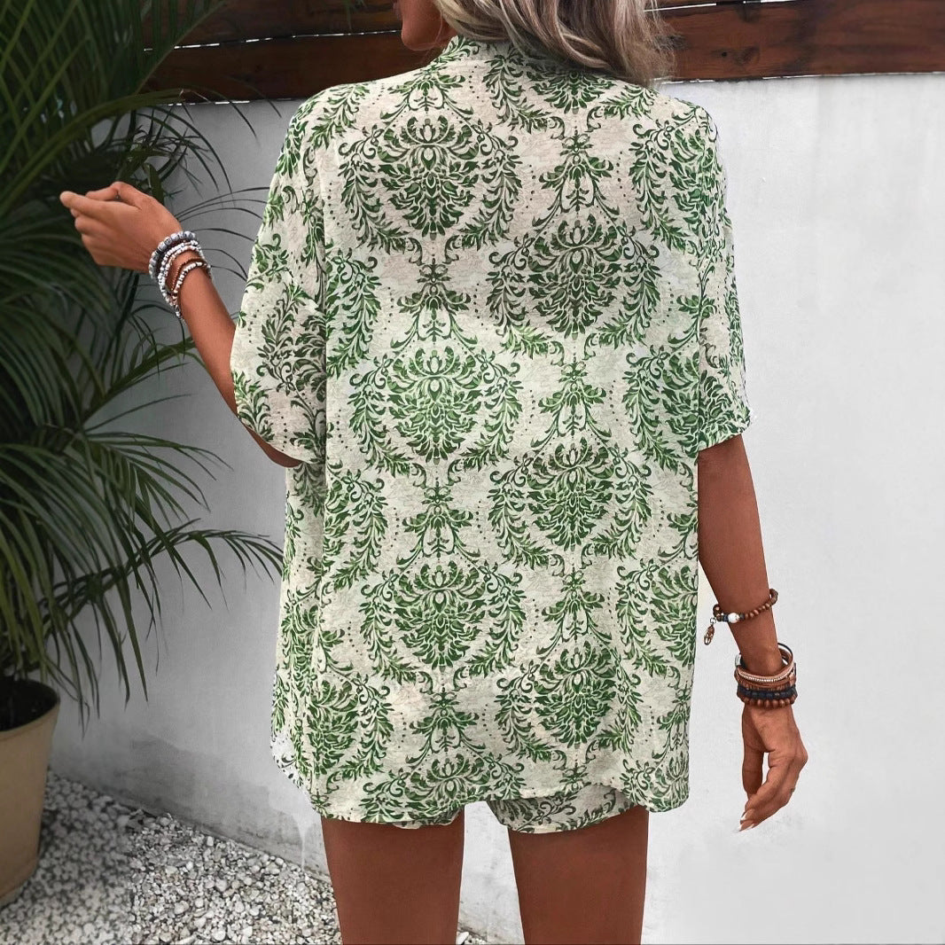 Damen lässiges Sommer-Outfit mit floralem Muster Stalluxe