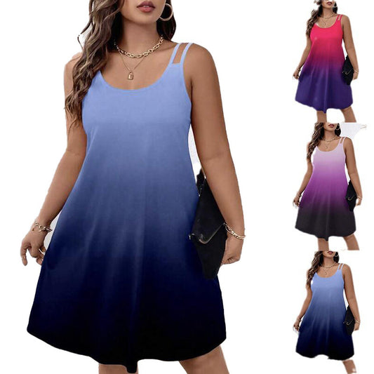Damen Sommerliches A-Linien-Kleid mitXX fließendem Farbverlauf Stalluxe