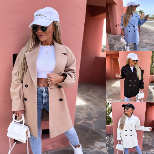 Women's Elegant Tailored Double-Breasted Coat Stalluxe