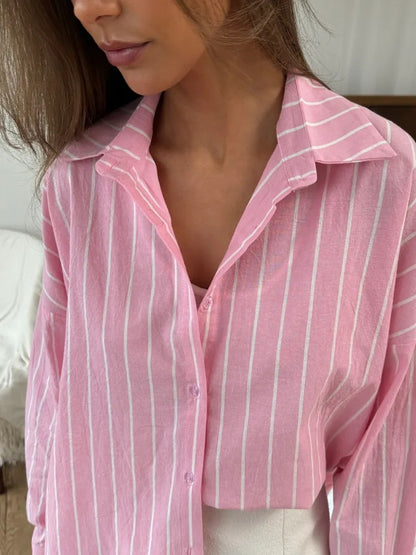 Damen lässige Bluse mit feinen Streifen und leichtem Material Stalluxe