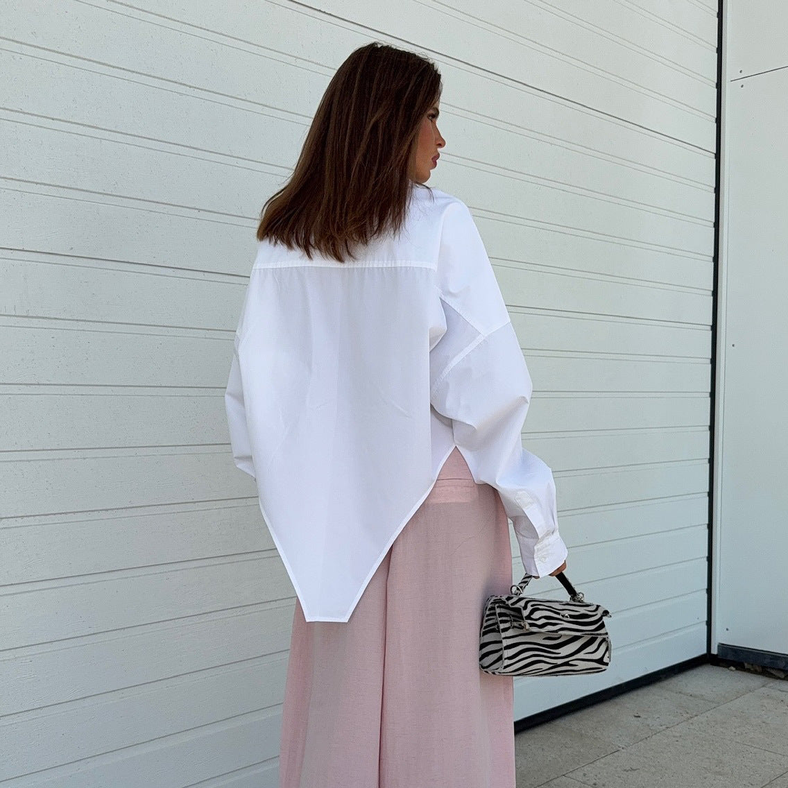 Damen Oversized Hemdbluse mit asymmetrischem Schnitt und modernen Details Stalluxe