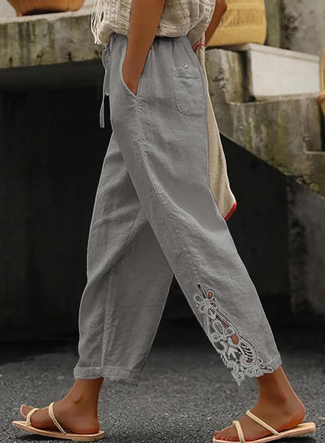 Damen Freizeithose mit aufwendigen Stickereien Stalluxe