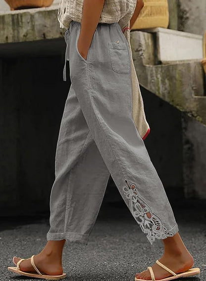 Damen Freizeithose mit aufwendigen Stickereien Stalluxe