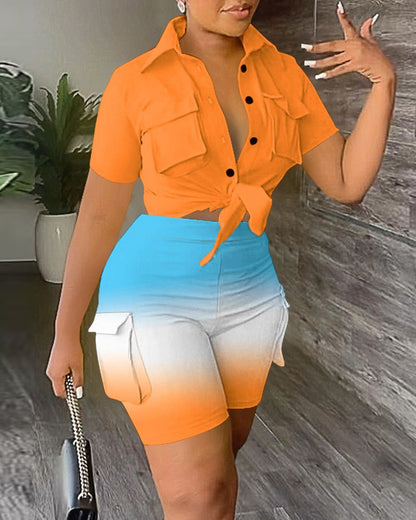 Damen Freizeit Set mit modischem Hemd und stylischen Shorts Stalluxe