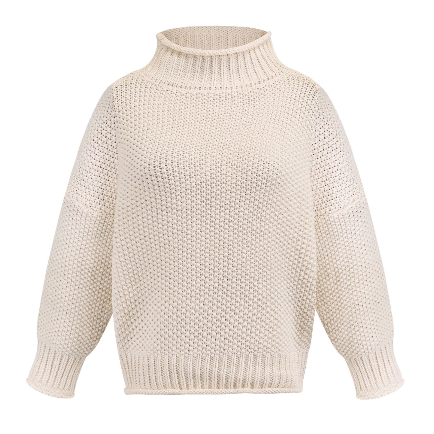 Damen Gemütlicher Pullover mit hohem Kragen und strukturierter Maschenoptik Stalluxe