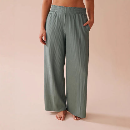Damen Weitbeinige Falten Lounge-Hose Stalluxe