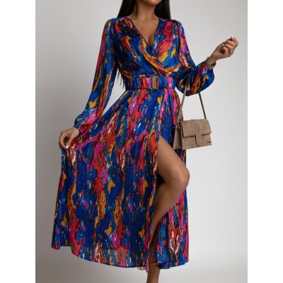 Damen Maxikleid mit eleganter Wickeloptik und hohem Schlitz Stalluxe