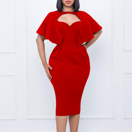 Damen Etuikleid mit Volumenärmeln und Cut-Out-Details Stalluxe