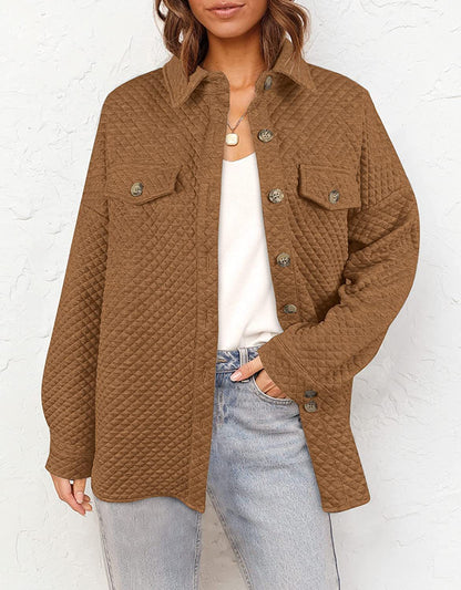 Damen Übergröße Steppjacke mit Taschen und klassischem Kragen Stalluxe