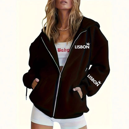 Damen lockerer Urban Style Kapuzenjacke Stalluxe