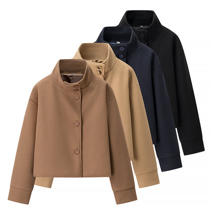 Damen modische Übergangsjacke mit hohem Kragen und Knopfdetails Stalluxe