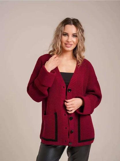 Damen Großer Strickcardigan mit dekorativen Knopfdetails und lässigem Schnitt Stalluxe