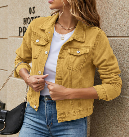 Damen klassische Denim-Jacke im Schneidertailoring-Stil Stalluxe