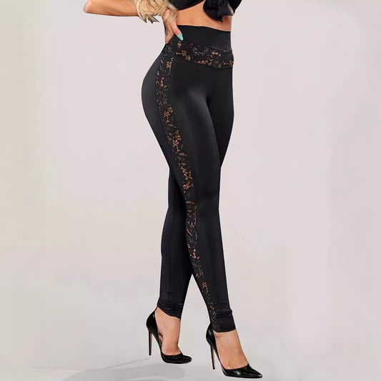 Damen sportliche Leggings mit verführerischem Spitzen-Detail Stalluxe
